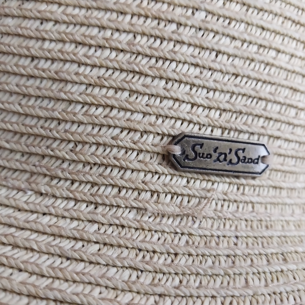 Sun n Sand Women's Wide Brim Straw Sun Hat with Decorative Rose - Cream - Picture 6 of 7